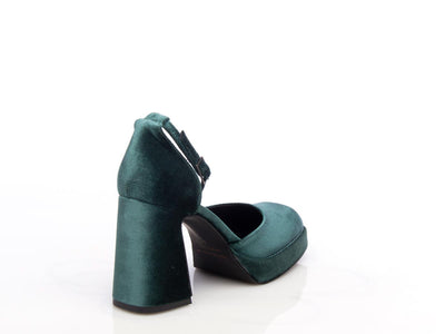 Scarpa con tacco velluto verde