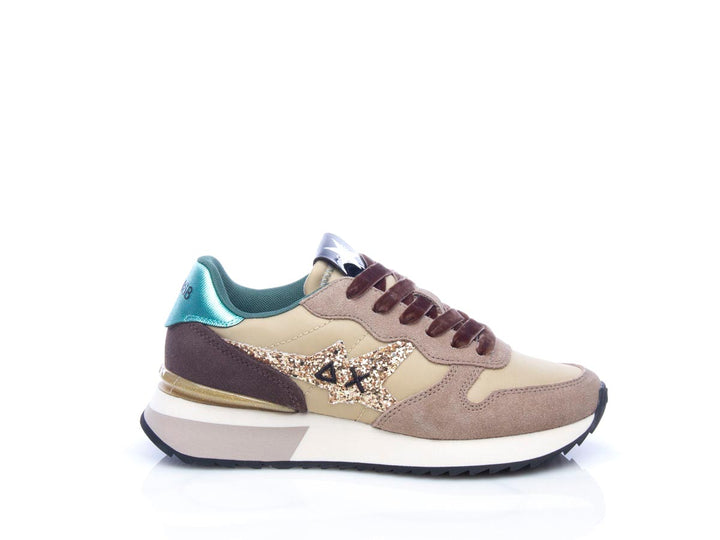 Sneaker stargirl glitter logo beige scuro