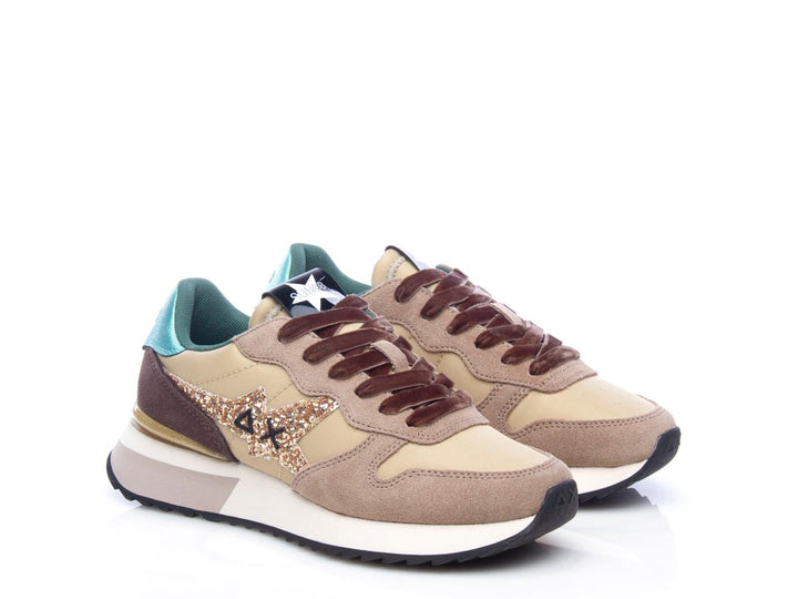 Sneaker stargirl glitter logo beige scuro