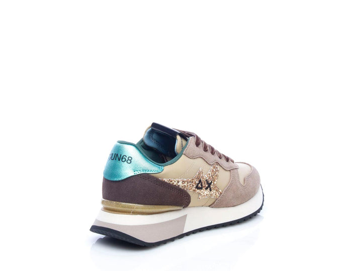 Sneaker stargirl glitter logo beige scuro