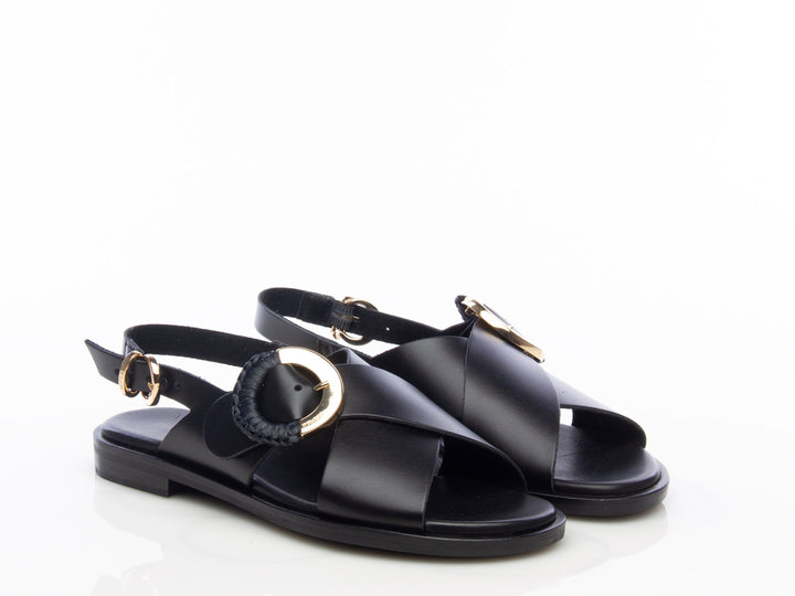 Sandalo basso in pelle 85M9 nero